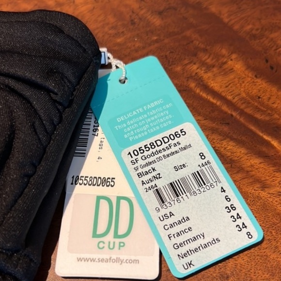 NWT $180 SEAFOLLY DD CUP BLACK GODDESS ONE PIECE SWIMSUIT - Picture 2 of 12